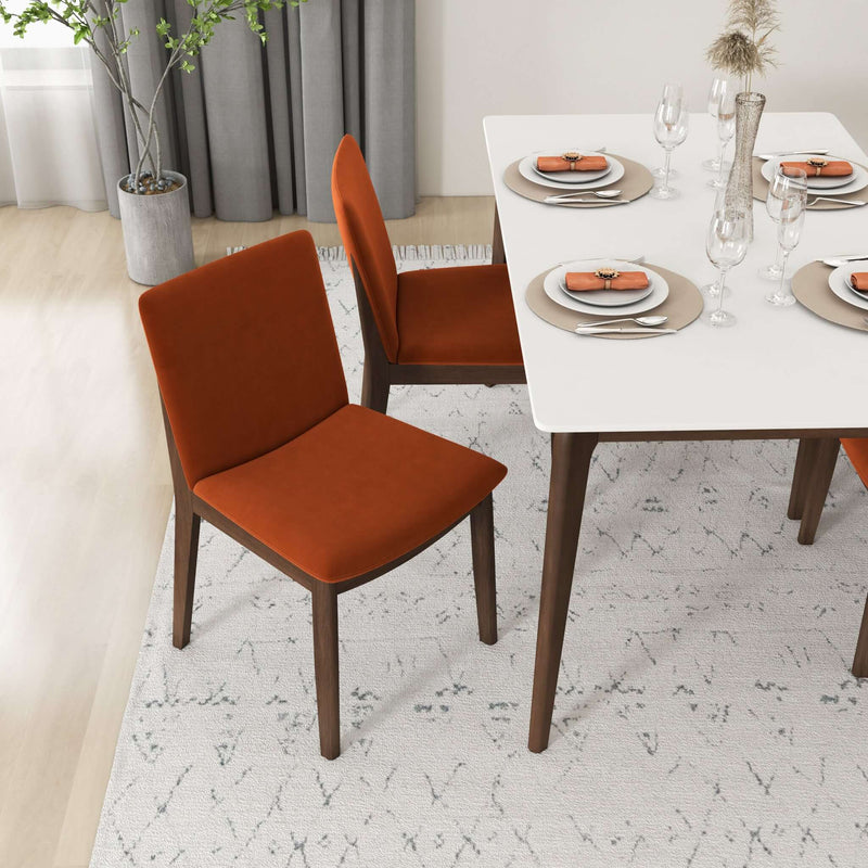 Laura Mid-Century Modern Solid Wood Dining Chair (Set of 2) Cream Linen