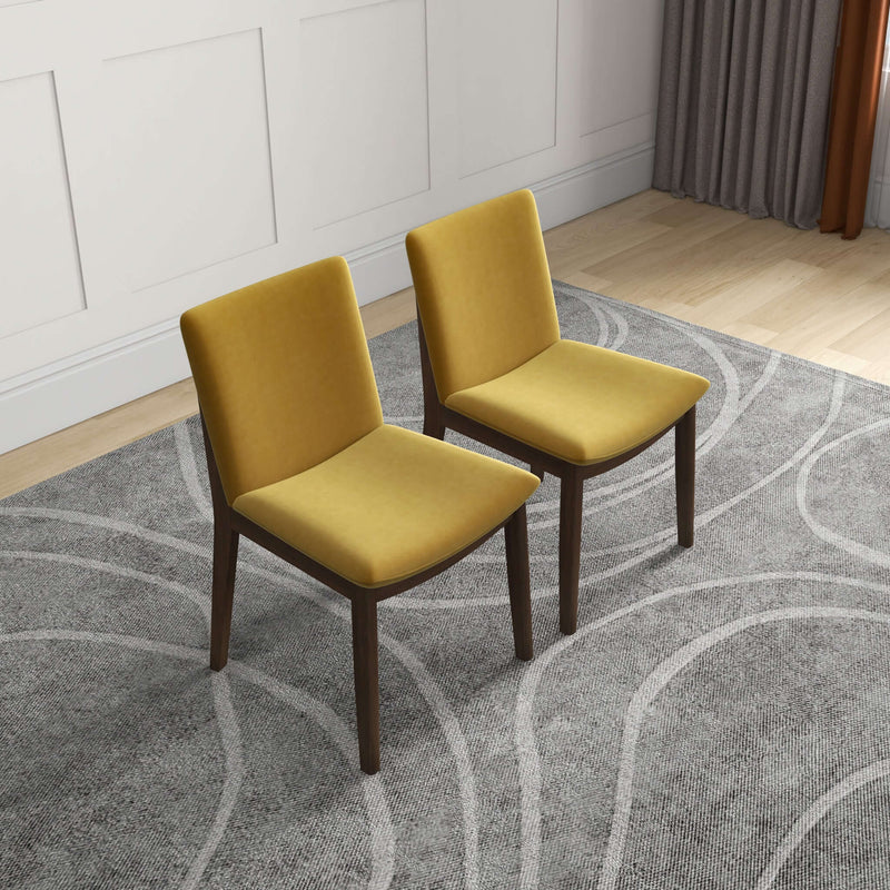 Laura Mid-Century Modern Solid Wood Dining Chair (Set of 2) Cream Linen