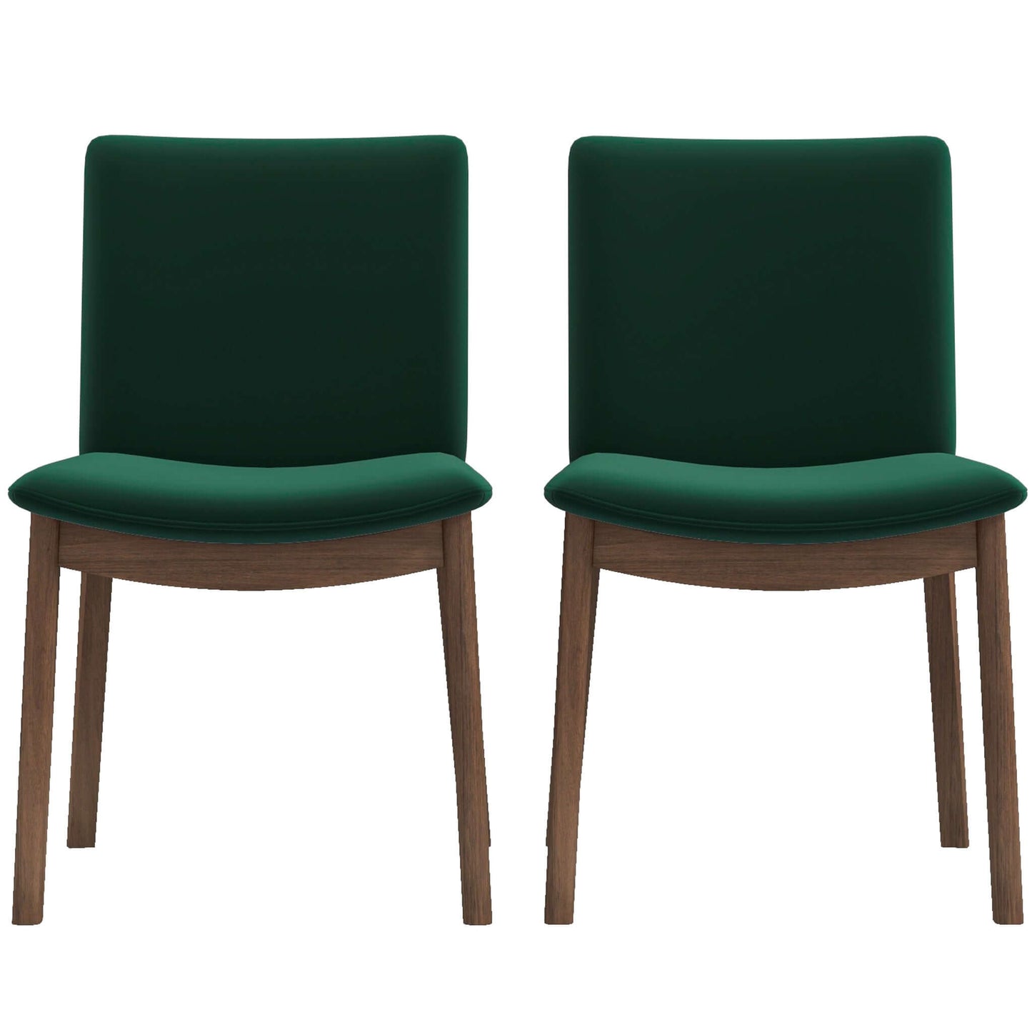 Laura Mid-Century Modern Solid Wood Dining Chair (Set of 2) Green Velvet