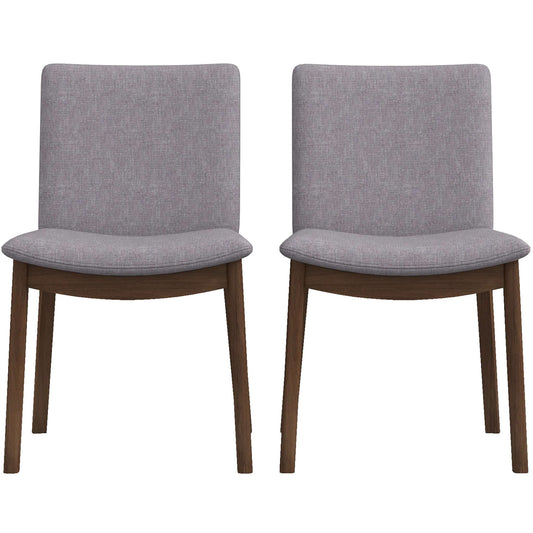 Laura Mid-Century Modern Solid Wood Dining Chair (Set of 2) Light Grey Linen