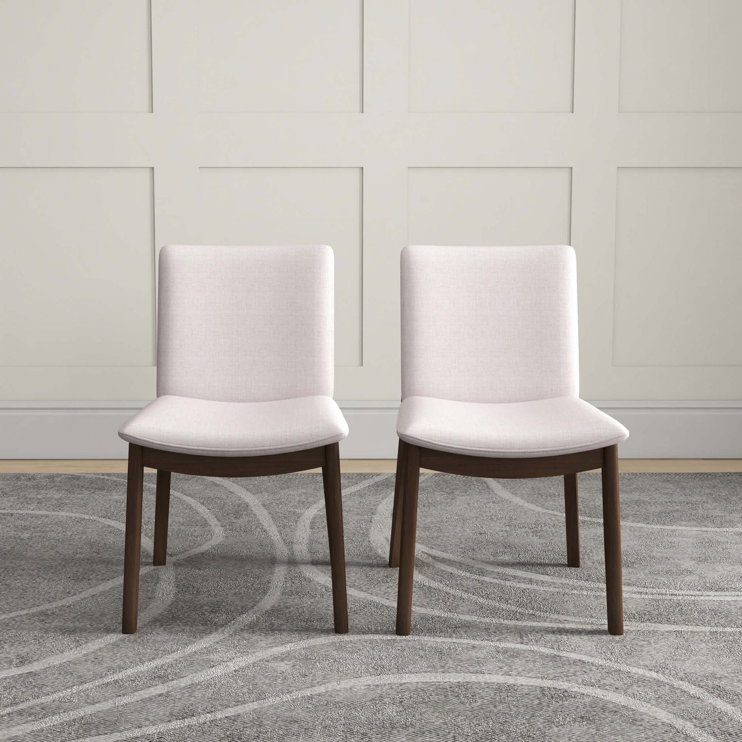 Laura Mid-Century Modern Solid Wood Dining Chair (Set of 2) Light Grey Linen