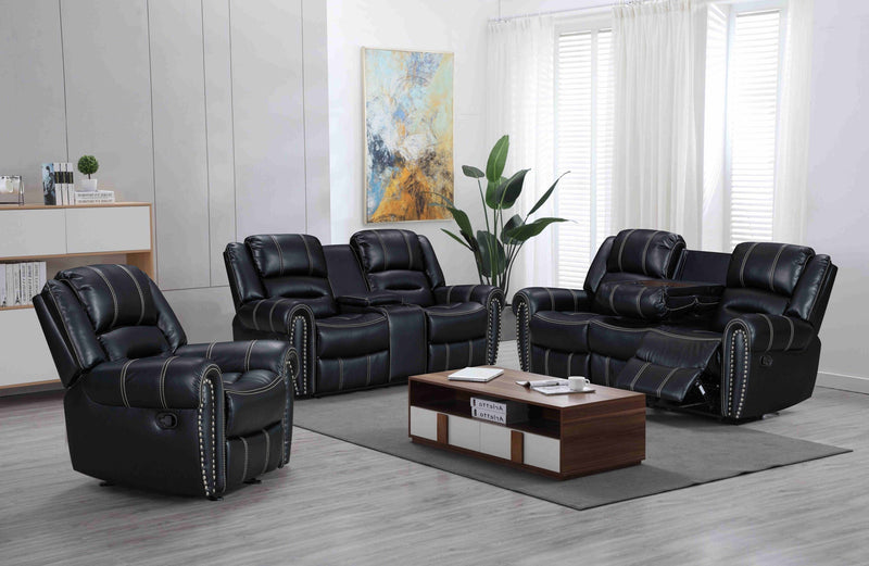 Lexington Black 3-Piece  Reclining Living Room Set