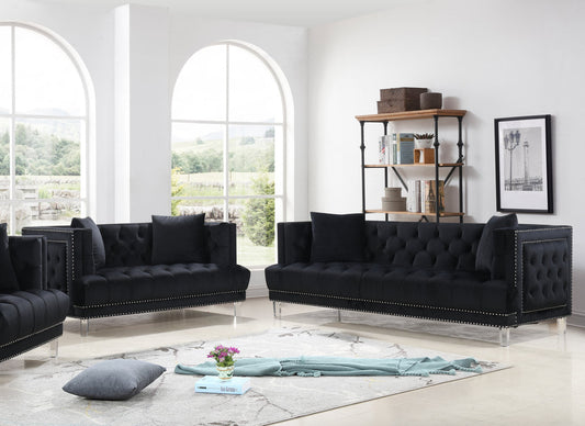 Black Velvet Sofa Set