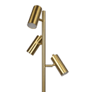 Lumina Brassed Gold Floor Lamp with Rotary Switch Triple Spots Metal Cone Base