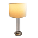 Luna Brushed Nickel Table Lamp with On/Off Switch Clear Glass Body  Metal Base