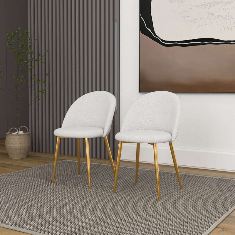 Marion Mid Century Modern Dining Chair (Set of 2) Cream Boucle