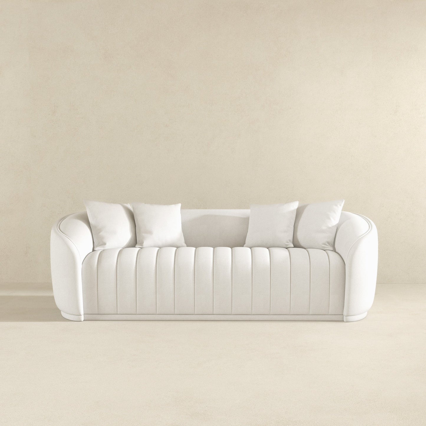 Markus Mid Century Modern Luxury Tight Back Boucle Couch in White