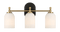 Meadows Three Lights Vanity Brushed Gold Bathroom Wall Light for Bathroom Over Mirror 20.5"W × 10.125"H × 5.5"E with White Frosted Glass