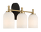 Meadows Three Lights Vanity Brushed Gold Bathroom Wall Light for Bathroom Over Mirror 20.5"W × 10.125"H × 5.5"E with White Frosted Glass