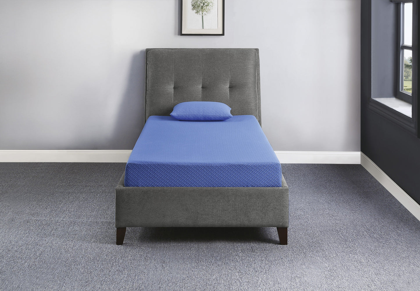 MT-PG07BLT 7" Blue Twin Gel-Infused Memory Foam Mattress Set
