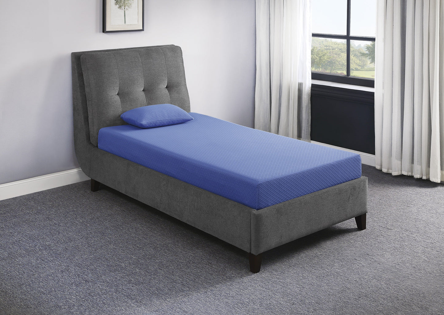 MT-PG07BLT 7" Blue Twin Gel-Infused Memory Foam Mattress Set