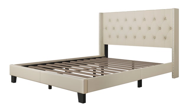 Katy Queen Platform Bed Beige