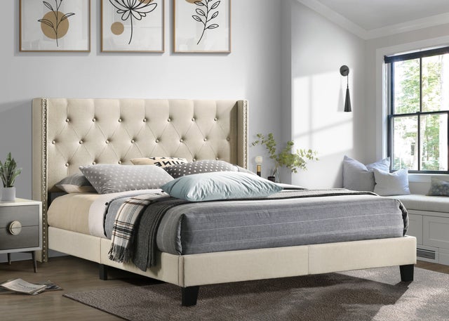 Katy Queen Platform Bed Beige