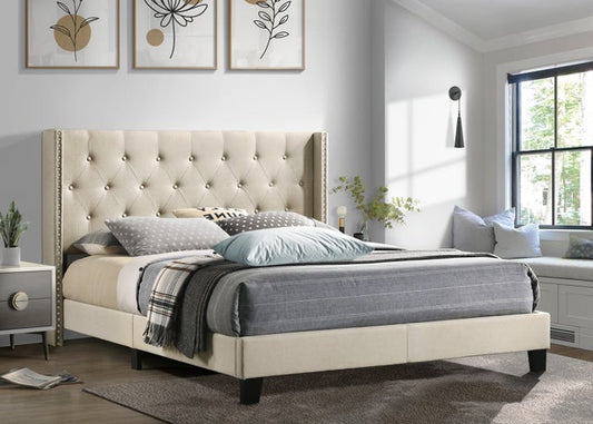 Katy Queen Platform Bed Beige