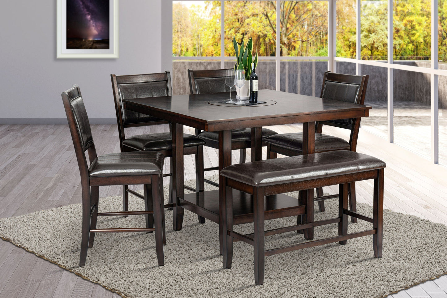 Skyline Brown 6pcs Counter Height Dining Room Set