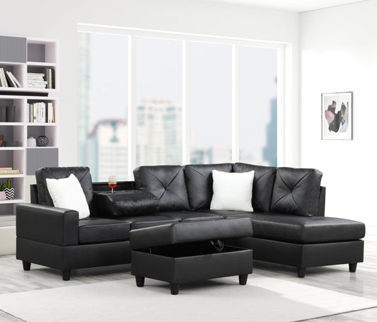 Rocket PU Black Reversible Sectional