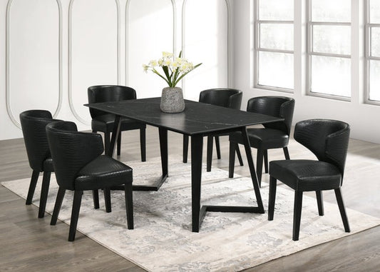 Hamilton ONYX PU Black 7-Piece Dining Room Set