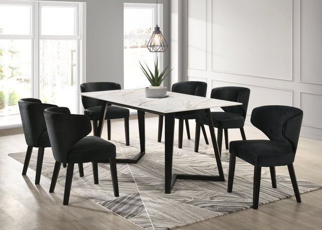 Hamilton WHITE Black 7-Piece Dining Room Set
