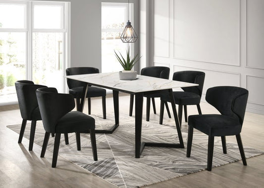 Hamilton WHITE Black 7-Piece Dining Room Set