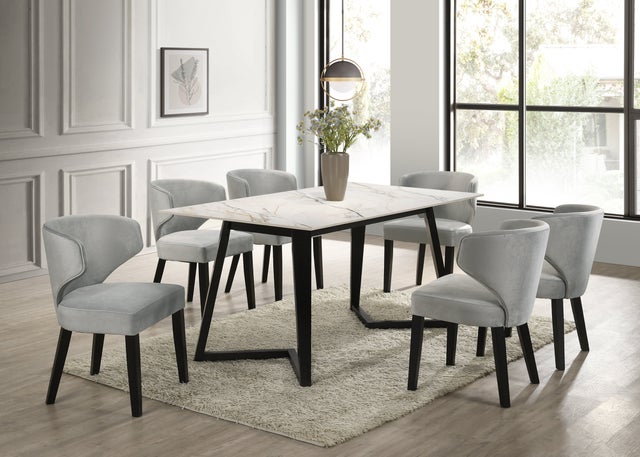 Hamilton White Silver 7-Piece Dining Room Set