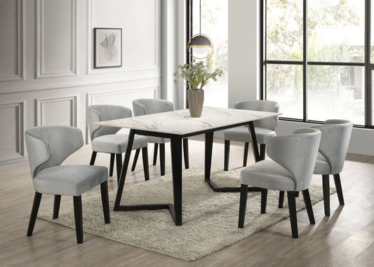 Hamilton White Silver 7-Piece Dining Room Set