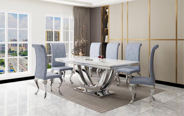 Harmony Collection Gray 7-Piece Dining Room Set