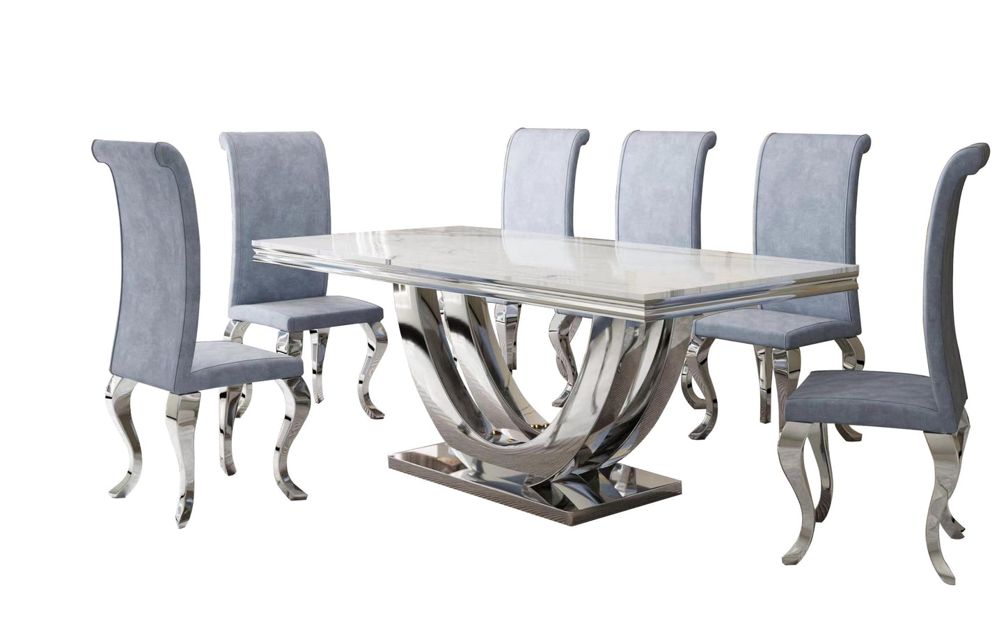 Harmony Collection Gray 7-Piece Dining Room Set