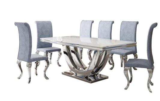 Harmony Collection Gray 7-Piece Dining Room Set