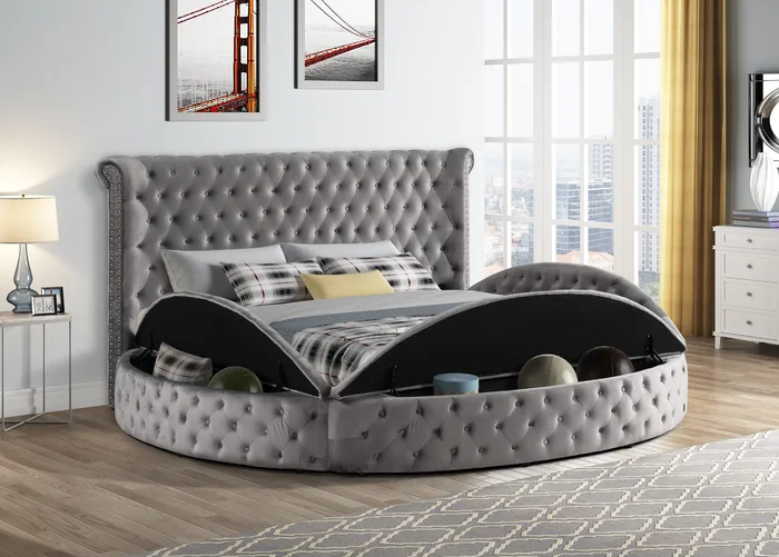 Penthouse2 Gray Platform Queen Bed with USB