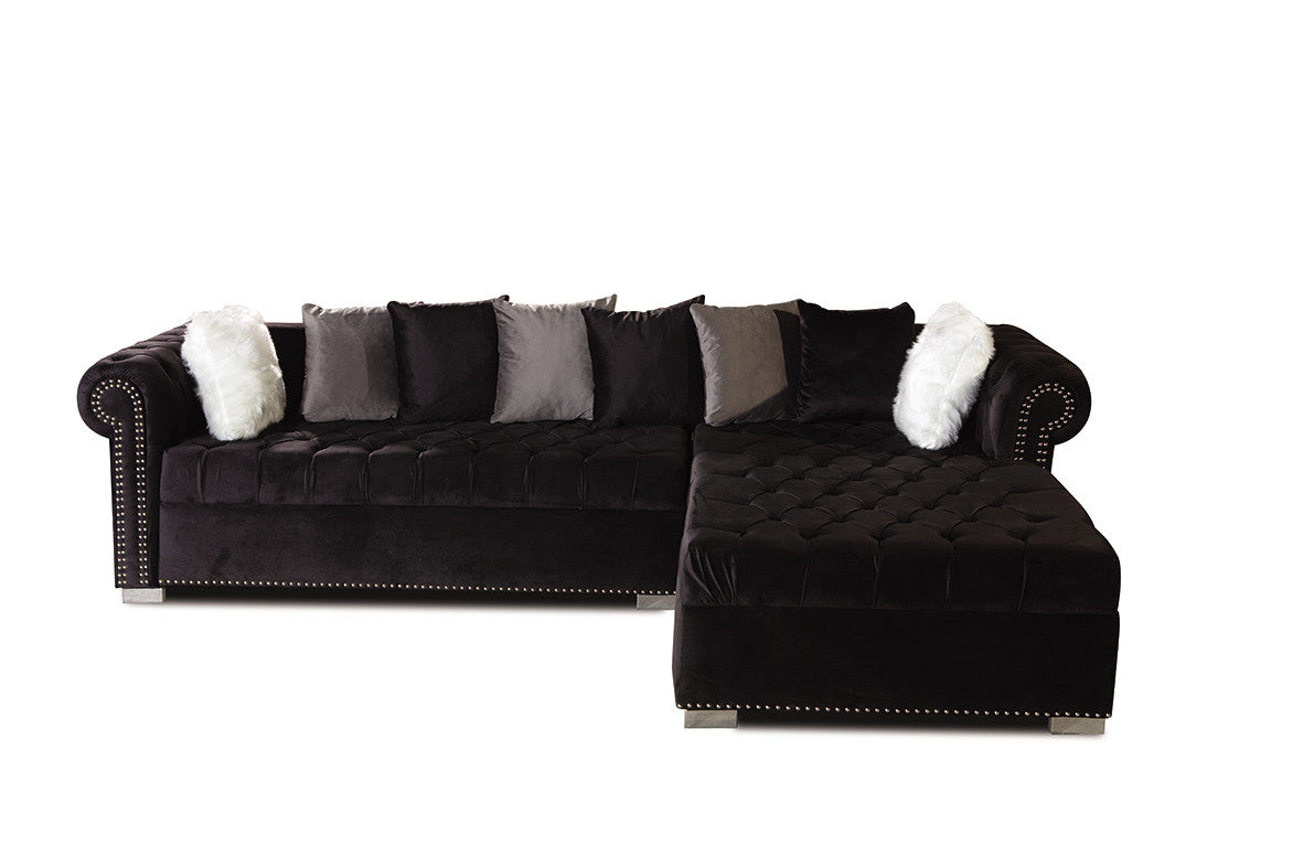 Milan Black Velvet RAF Sectional