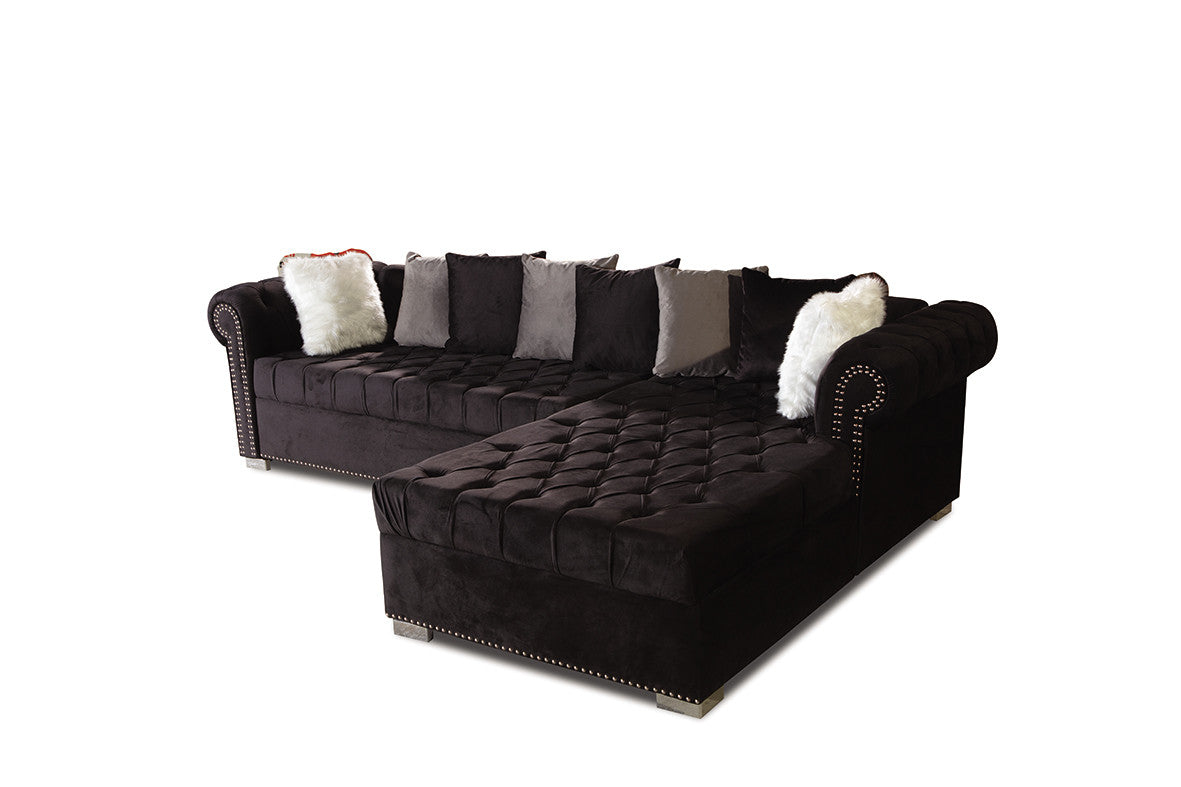 Milan Black Velvet RAF Sectional