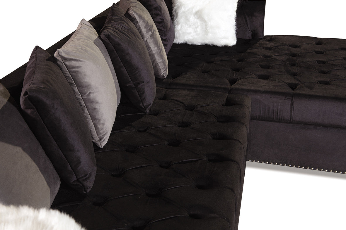 Milan Black Velvet RAF Sectional