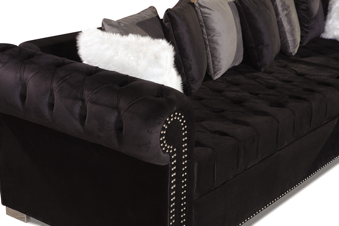 Milan Black Velvet RAF Sectional