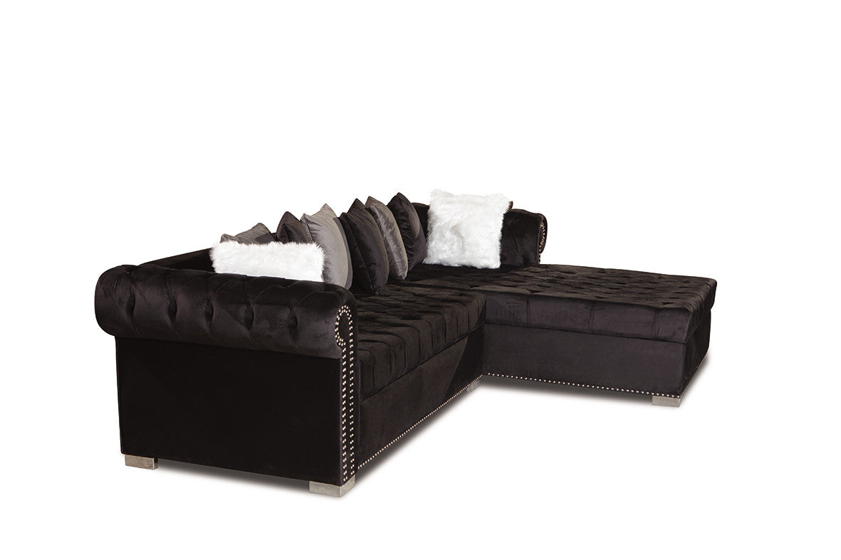 Milan Black Velvet RAF Sectional