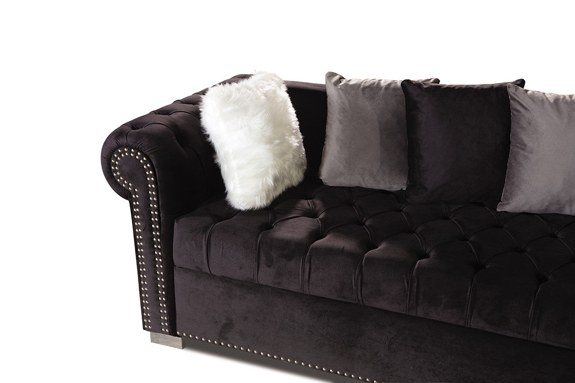 Milan Black Velvet RAF Sectional