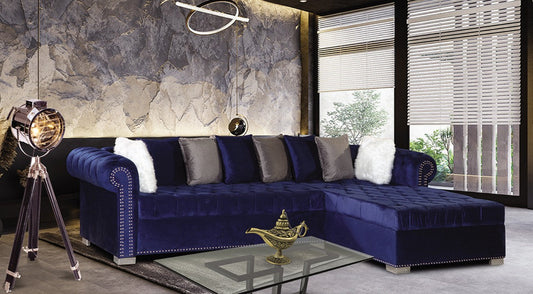 Milan Blue Velvet RAF Sectional