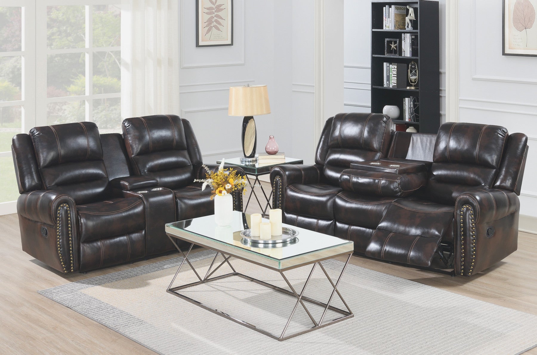 Houston Brown 3-Piece Reclining Living Room Set - Eve Furniture