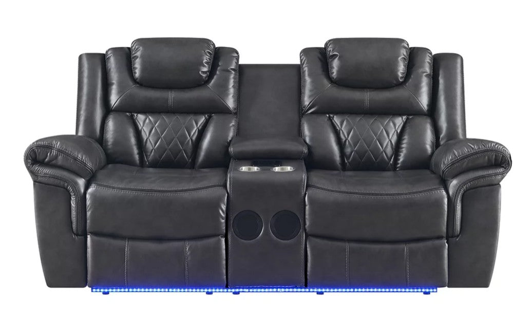 Party Time Grey Power Reclining Living Room Set
