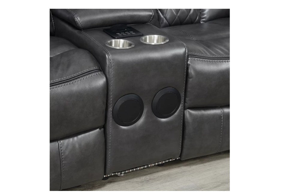 Party Time Grey Power Reclining Living Room Set