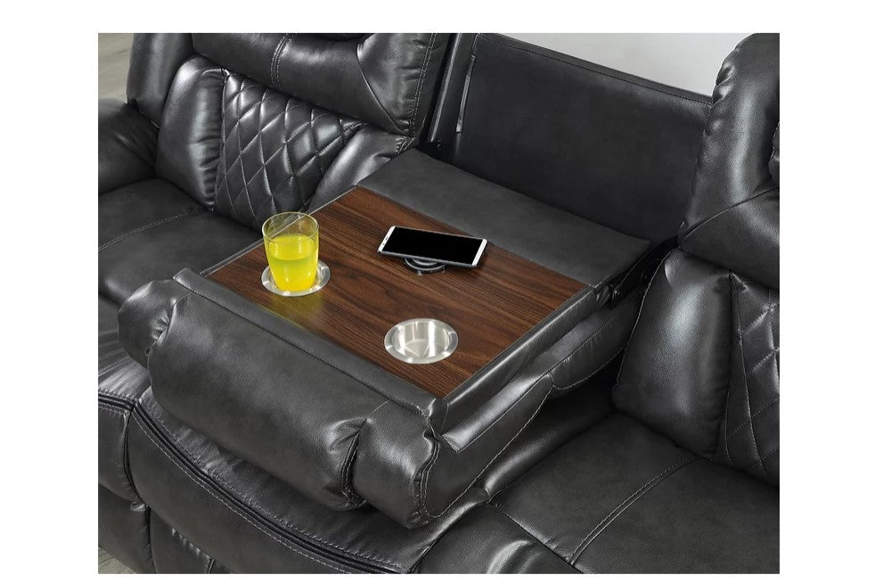 Party Time Grey Power Reclining Living Room Set