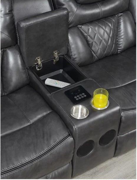Party Time Grey Power Reclining Living Room Set