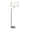 Serene Brushed Nickel Floor Lamp with Rotary Switch Metal Base White Linen Shade