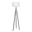 Sway Brassed Gold Floor Lamp with On/Off Switch Triple Legs White Fabric Shade