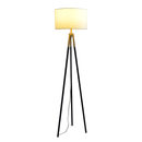 Sway Brassed Gold Floor Lamp with On/Off Switch Triple Legs White Fabric Shade