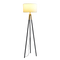 Sway Brassed Gold Floor Lamp with On/Off Switch Triple Legs White Fabric Shade