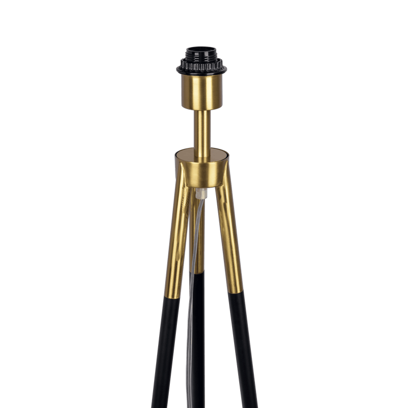 Sway Brassed Gold Floor Lamp with On/Off Switch Triple Legs White Fabric Shade