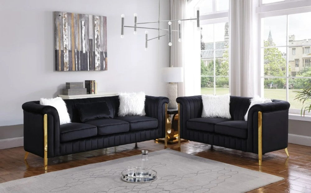 S8288 Fara (Black/Gold) Living Room Set - Eve Furniture