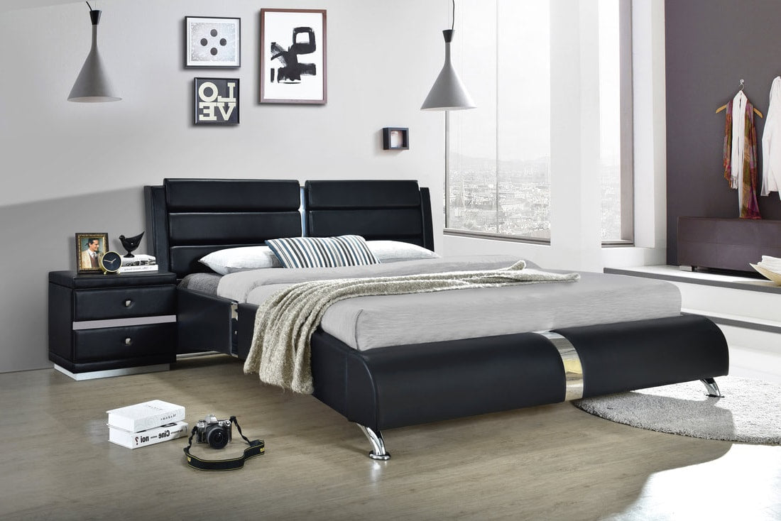 Vegas Black Queen Platform Bed
