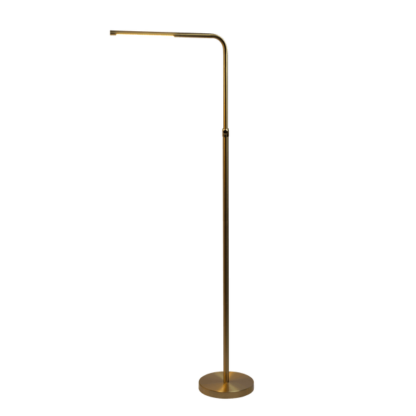 Verve Brassed Gold Floor Lamp with On/Off Switch Adjustable Led Round Base