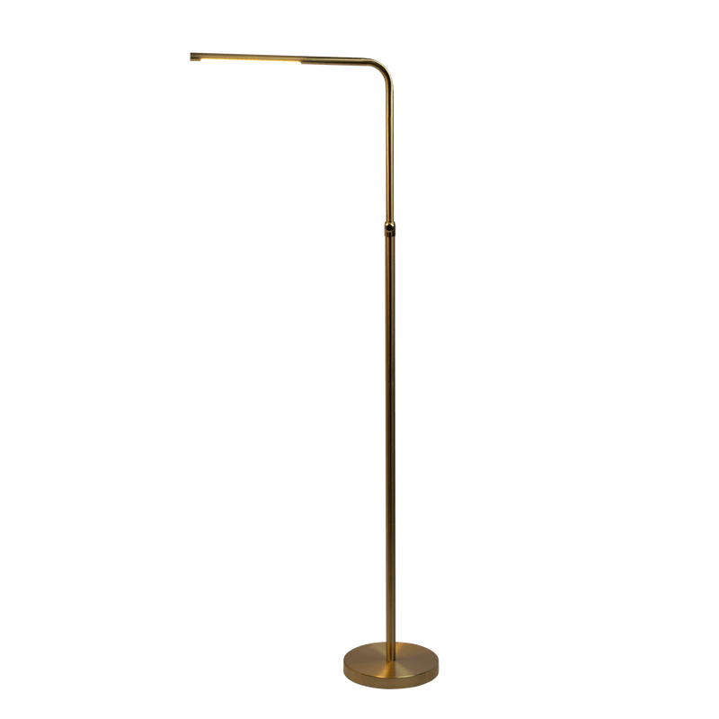 Verve Brassed Gold Floor Lamp with On/Off Switch Adjustable Led Round Base